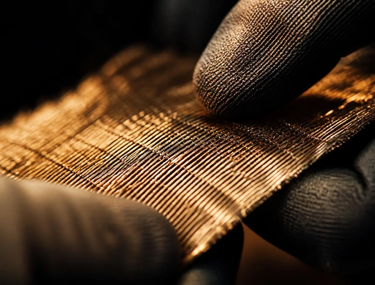 Brass-coated steel tyre cord inspected by hand
